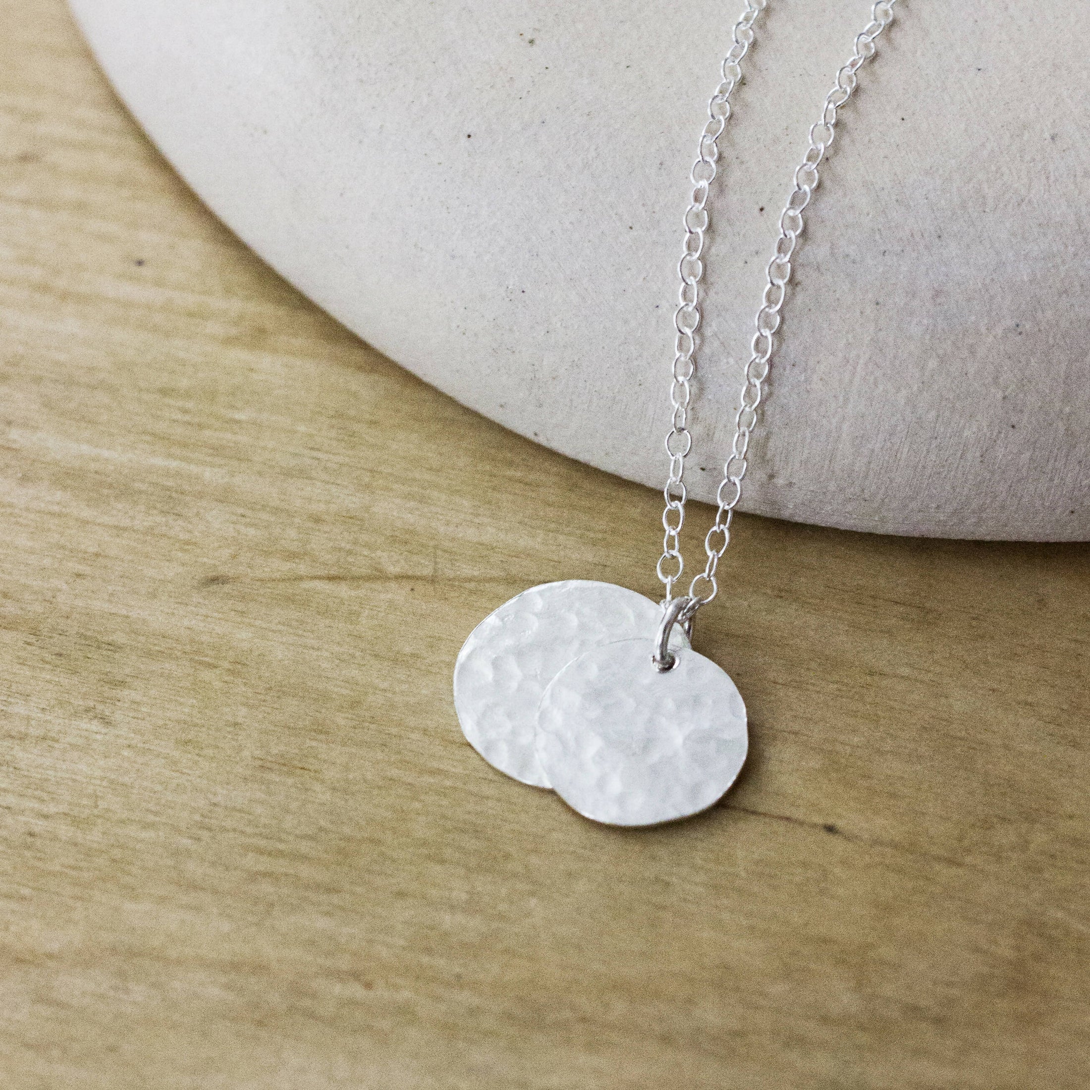 Hammered Double Disc Necklace